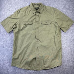 Eddie Bauer Shirt Mens XLT Green Classic Fit Short Sleeve Button Front Cotton
